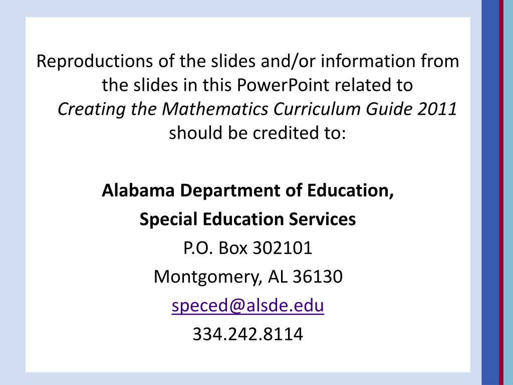 PPT Creating the Mathematics Curriculum Guide to the Alabama Course