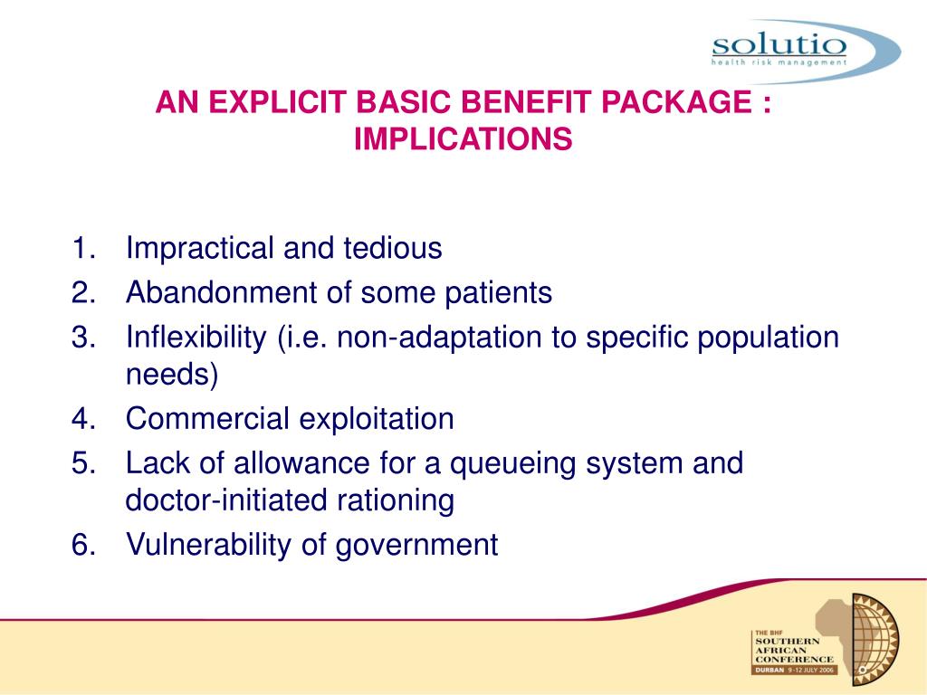 PPT UNRAVELLING THE BASIC BENEFIT PACKAGE PowerPoint Presentation