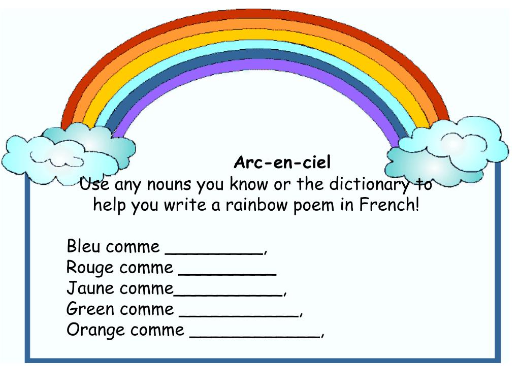 PPT A rainbow poem (in English) Blue like a river, Red