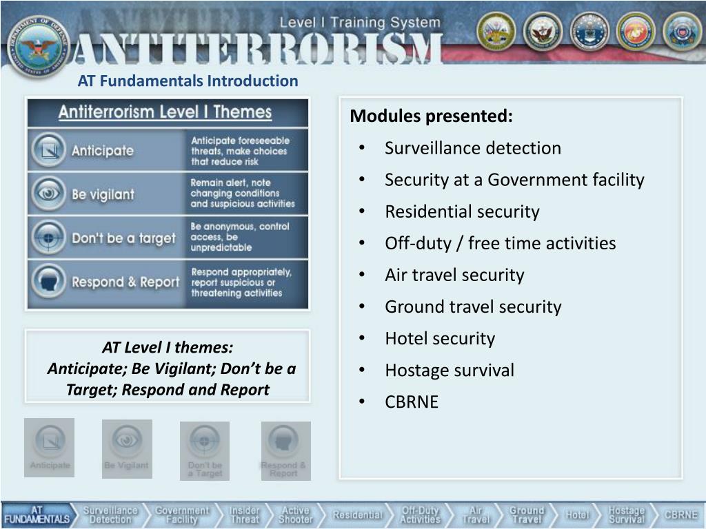 PPT Department of Defense AT Level I OCONUSA Training Introduction