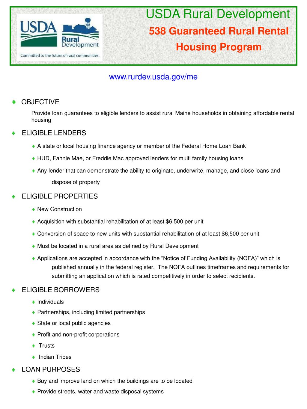 PPT USDA Rural Development 538 Guaranteed Rural Rental PowerPoint