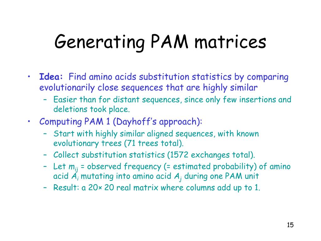 PPT Alignment III PAM Matrices PowerPoint Presentation ID435017