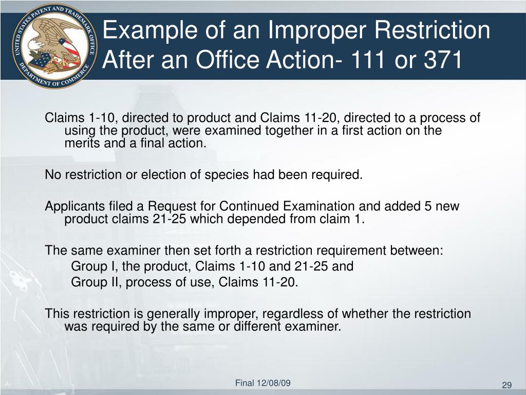 PPT FY09 Restriction Petition Update; Comparison of US and National