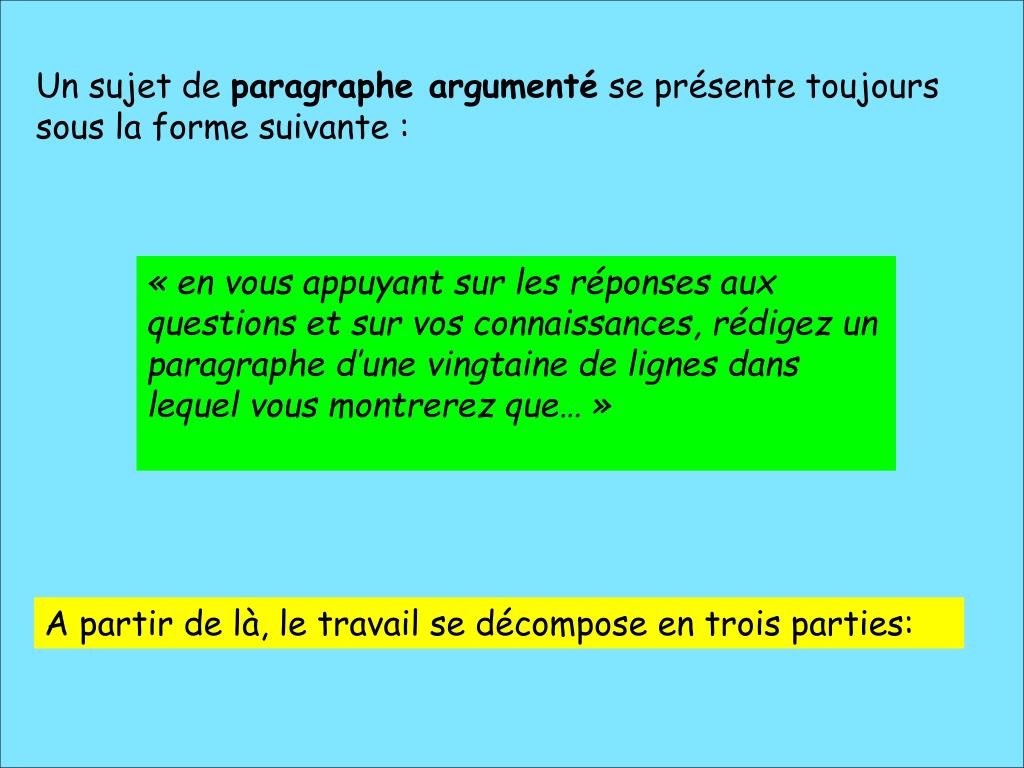 PPT Comment faire un paragraphe argumenté ? PowerPoint Presentation