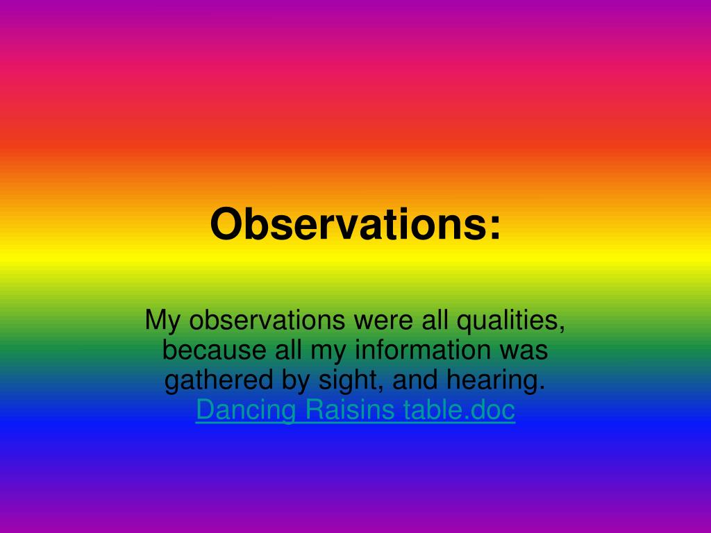 PPT Experiment Dancing Raisins PowerPoint Presentation, free