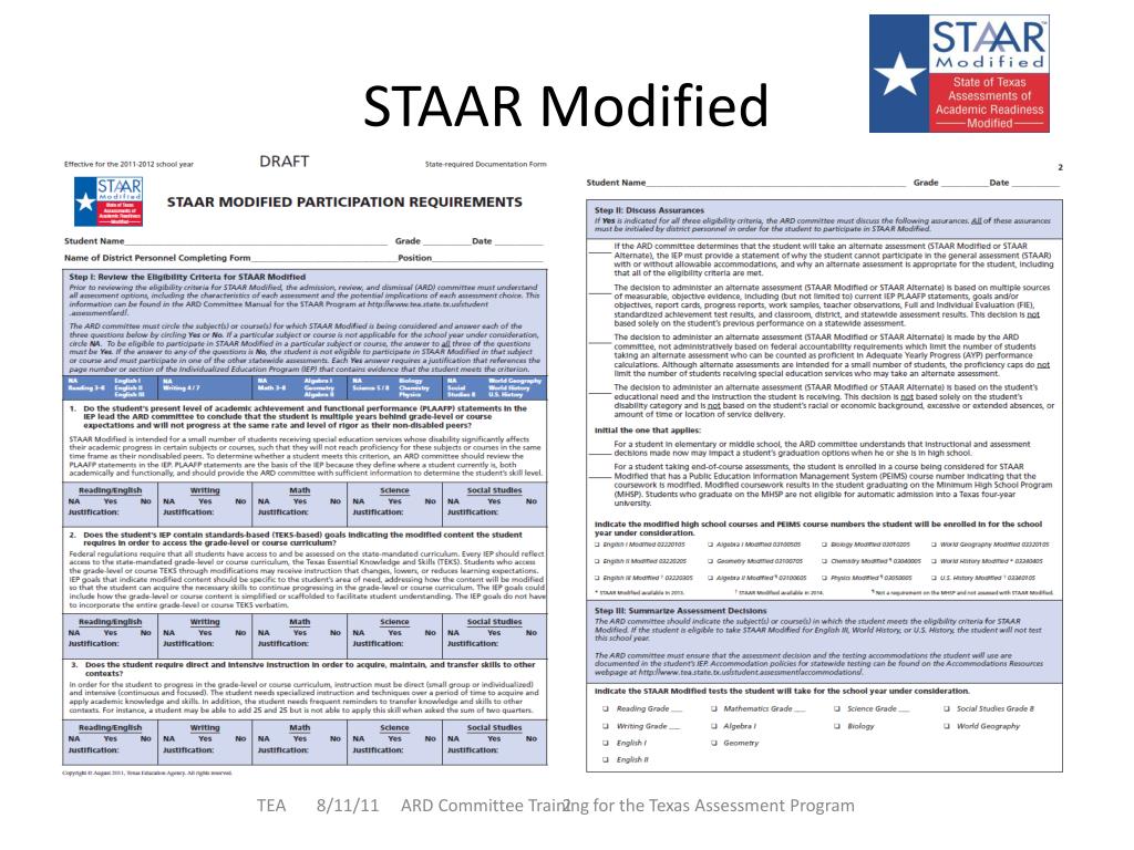 PPT STAAR Modified/STAAR Alternate Participation Requirements