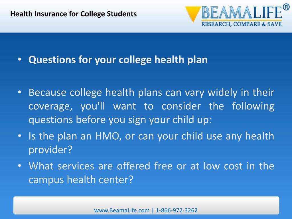 PPT Health Insurance for College Students PowerPoint Presentation