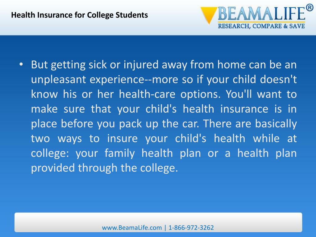 PPT Health Insurance for College Students PowerPoint Presentation