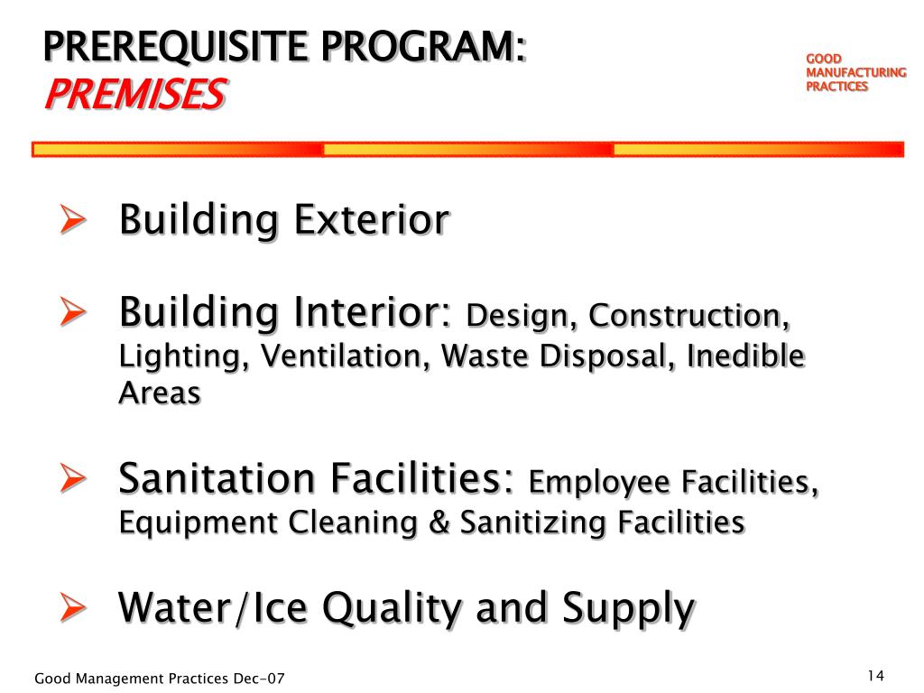 PPT GOOD MANUFACTURING PRACTICES Training about our Food Safety Plan