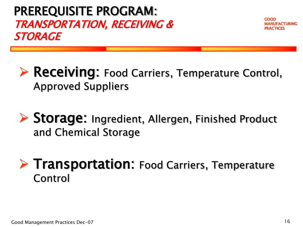 PPT GOOD MANUFACTURING PRACTICES Training about our Food Safety Plan