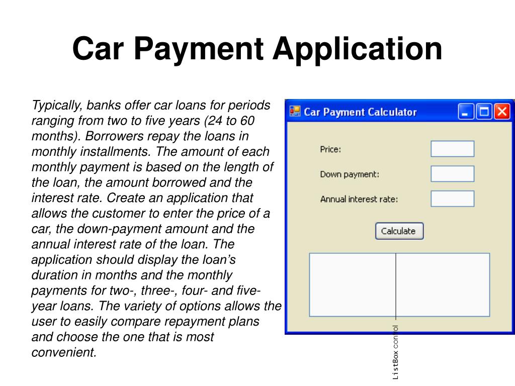 PPT Car Payment Calculator Chapter 9 (loops) PowerPoint
