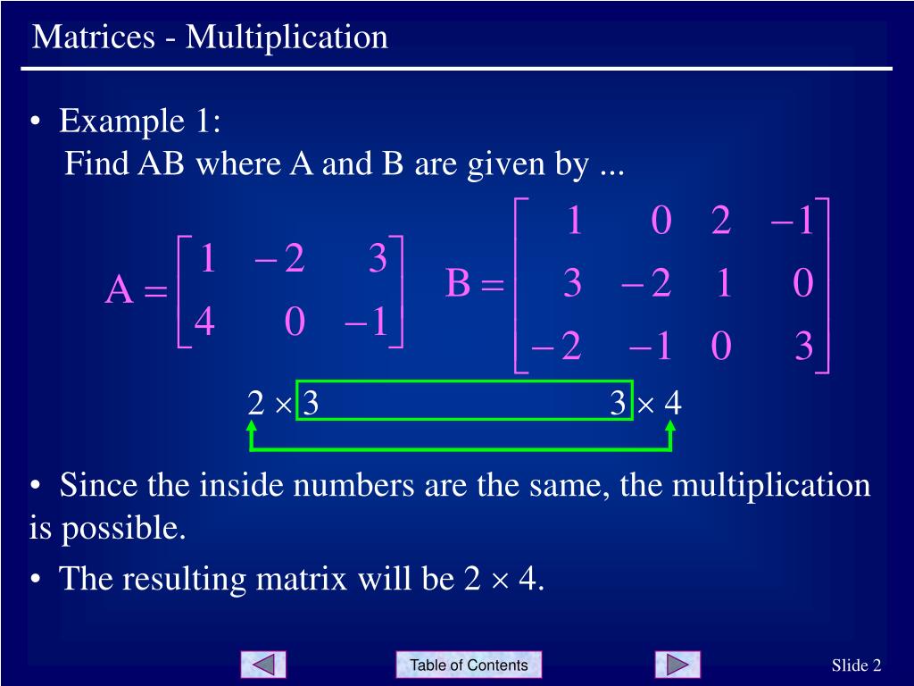 PPT Matrices Multiplication PowerPoint Presentation, free download