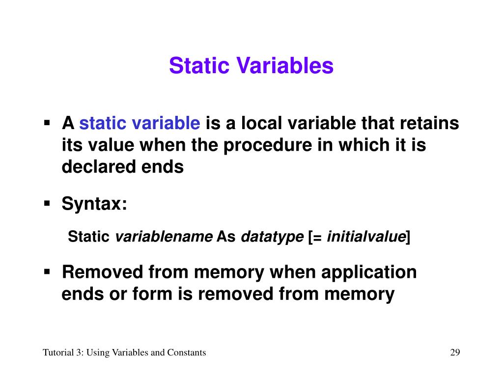 PPT Tutorial 3 Using Variables and Constants PowerPoint Presentation