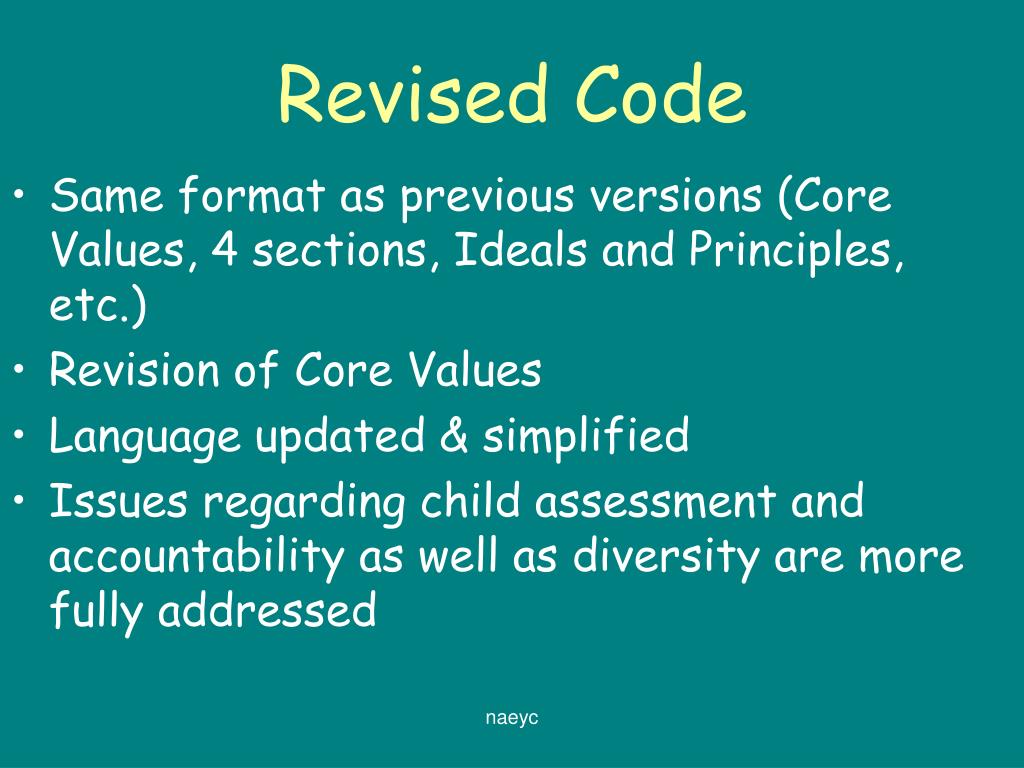 PPT The NAEYC Code of Ethical Conduct A Position Statement of