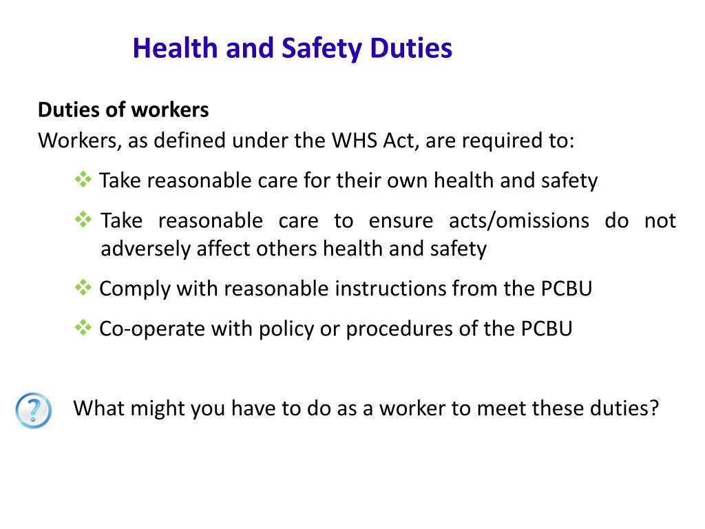 Whs roles and responsibilities of employees