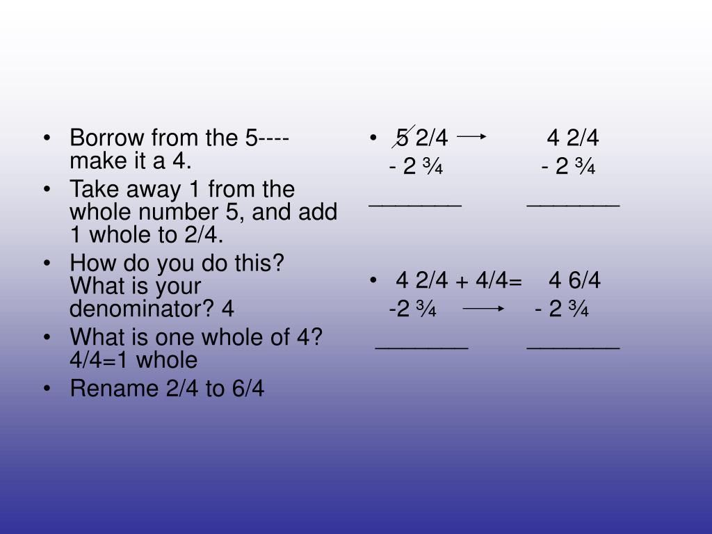 PPT - Subtracting Mixed Numbers with Renaming PowerPoint Presentation