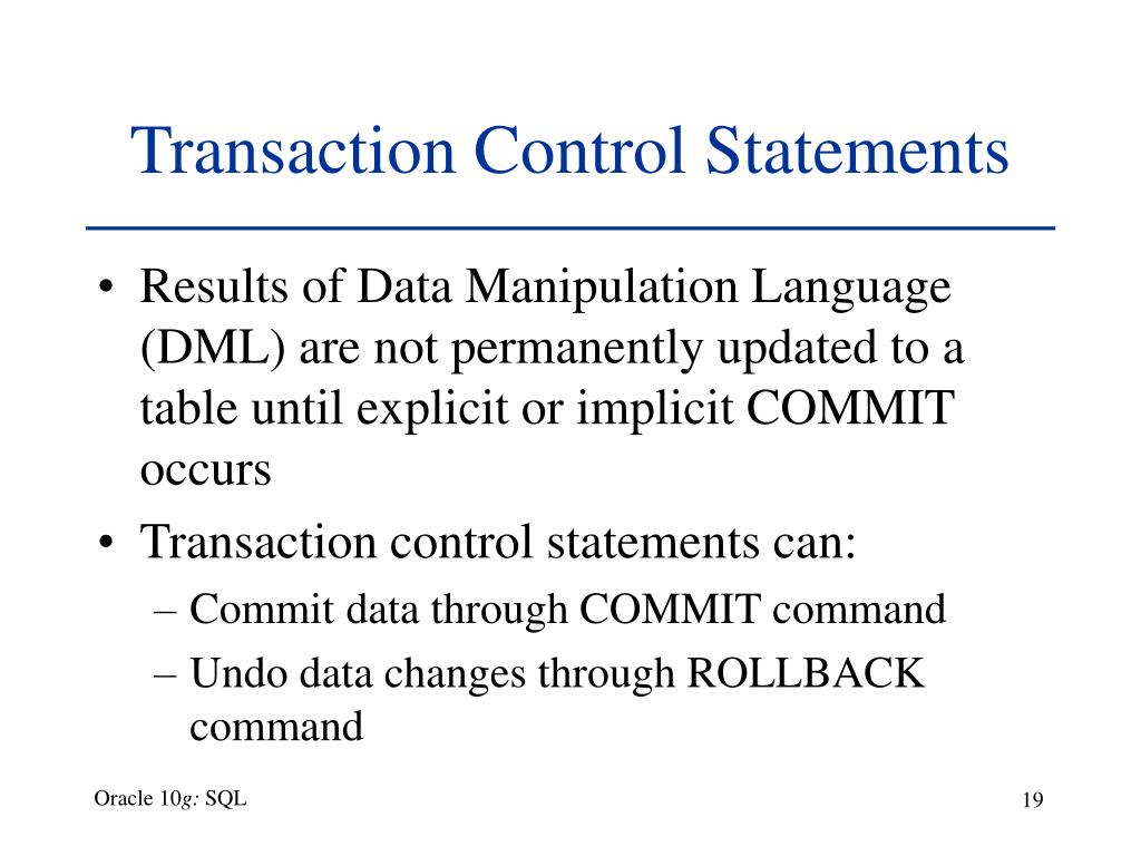 PPT Chapter 5 Data Manipulation and Transaction Control