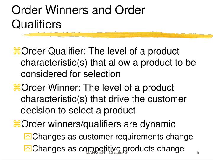 🎉 Order qualifiers. Order Qualifiers and Order Winners for Toyota Essay