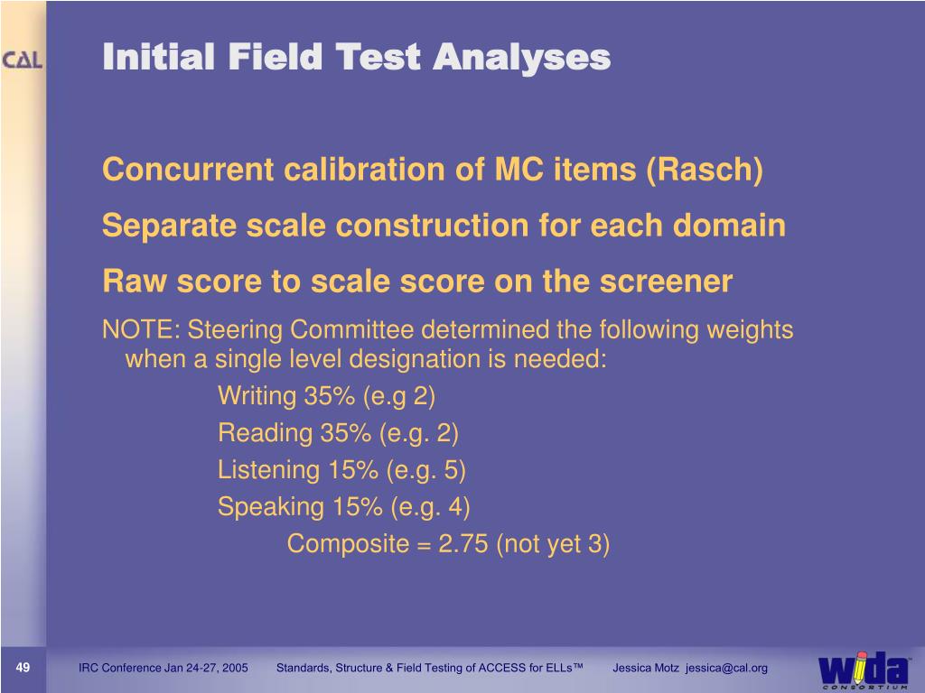 PPT Standards, Structure, & Field Testing of ACCESS for ELLs