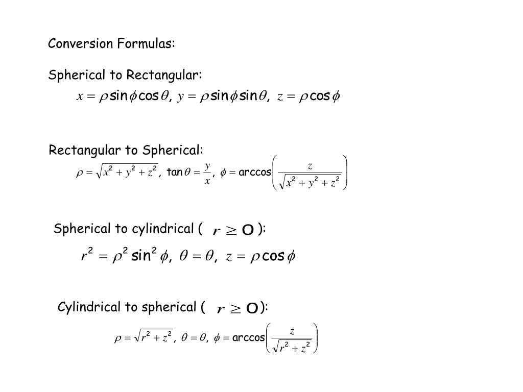 PPT Chapter 7 Cylindrical and Spherical Coordinates PowerPoint