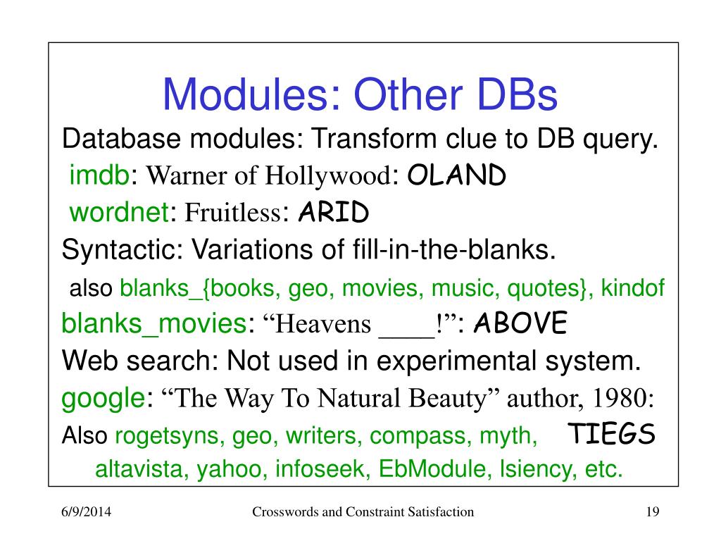 PPT Modular Approaches to Crossword Puzzles and Other Language Games