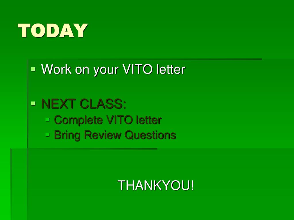 PPT VITO LETTER ASSIGNMENT PowerPoint Presentation, free download