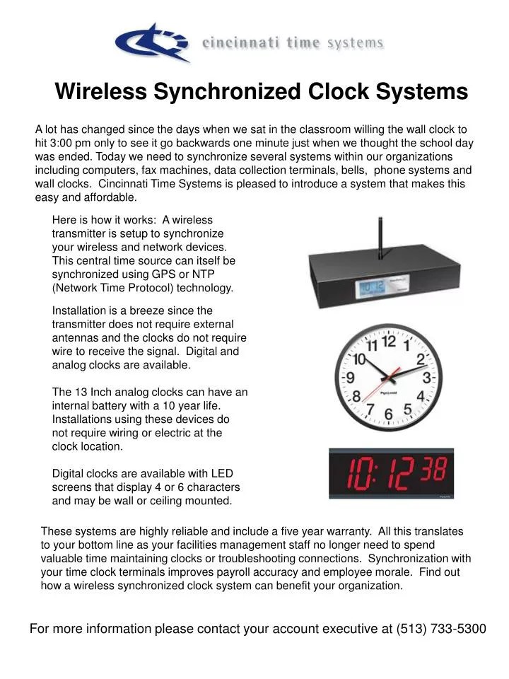 PPT Wireless Synchronized Clock Systems PowerPoint Presentation, free