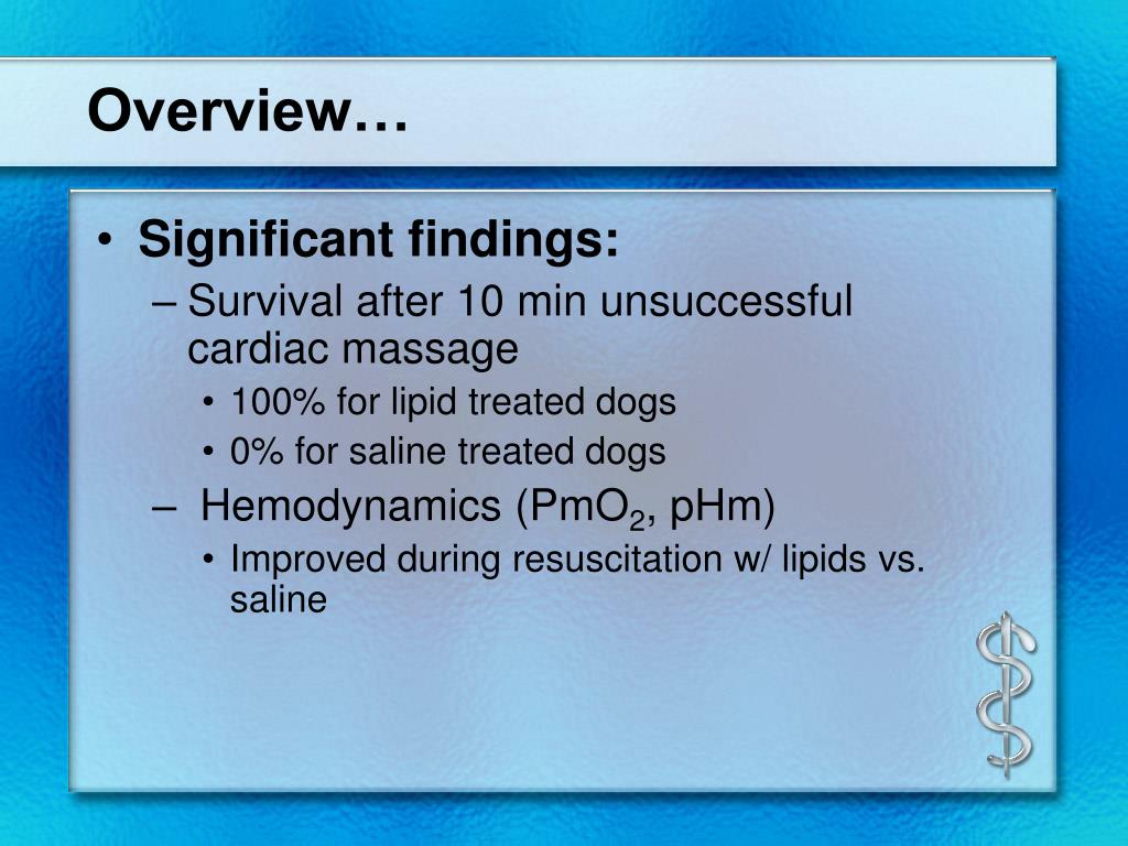 PPT Lipid Emulsion Infusion Rescues Dogs From BupivacaineInduced