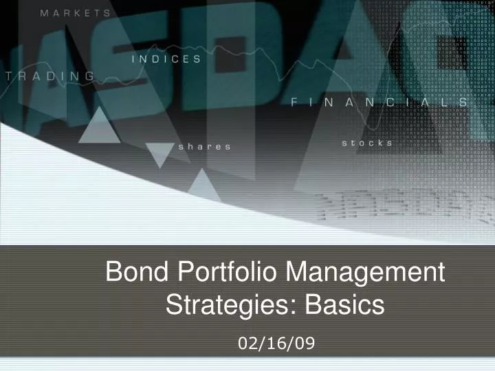 PPT Bond Portfolio Management Strategies Basics PowerPoint