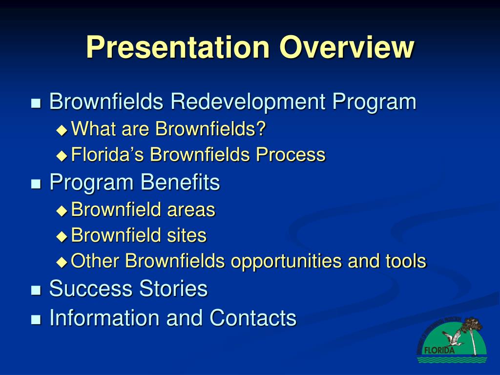 PPT FLORIDA’S BROWNFIELDS REDEVELOPMENT PROGRAM PowerPoint
