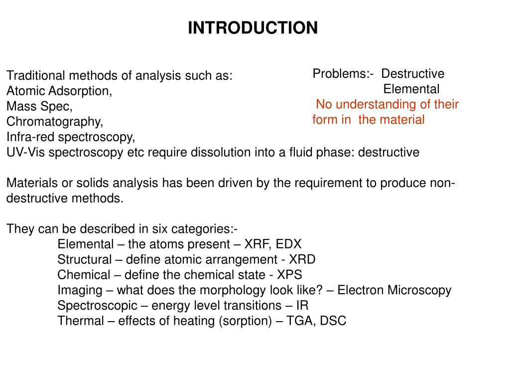 PPT XRAY METHODS FOR ANALYSIS OF MATERIALS PowerPoint Presentation