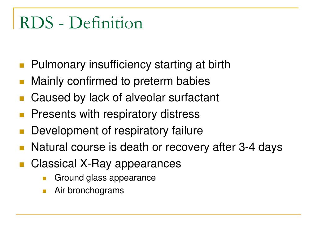 PPT Management of Neonatal Respiratory Distress Syndrome European