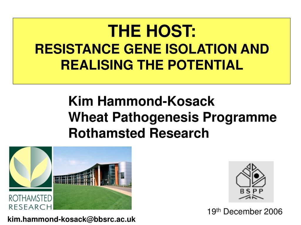 PPT THE HOST RESISTANCE GENE ISOLATION AND REALISING