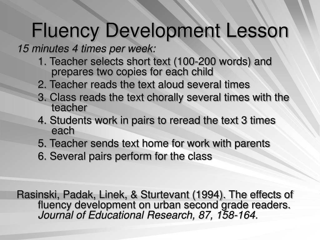 PPT Developing Fluency Theory, Research and Practice PowerPoint