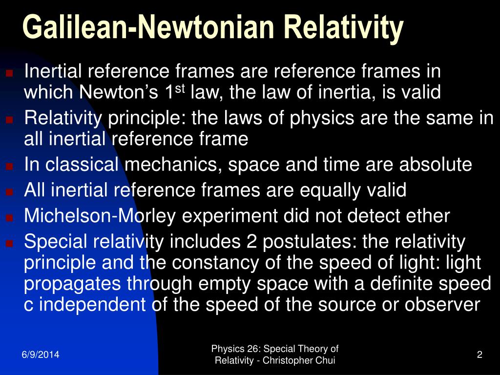PPT Physics 26 Special Theory of Relativity PowerPoint