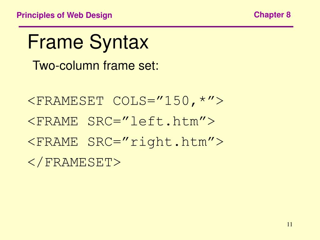 PPT Chapter 8 HTML Frames PowerPoint Presentation, free download ID