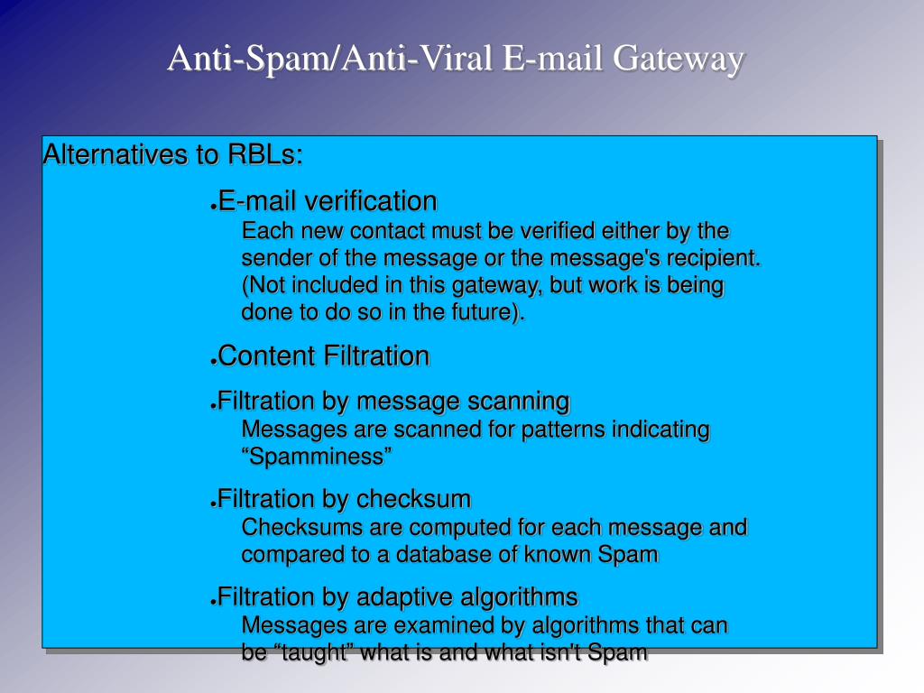 PPT AntiSpam/AntiViral Email Gateway PowerPoint Presentation, free