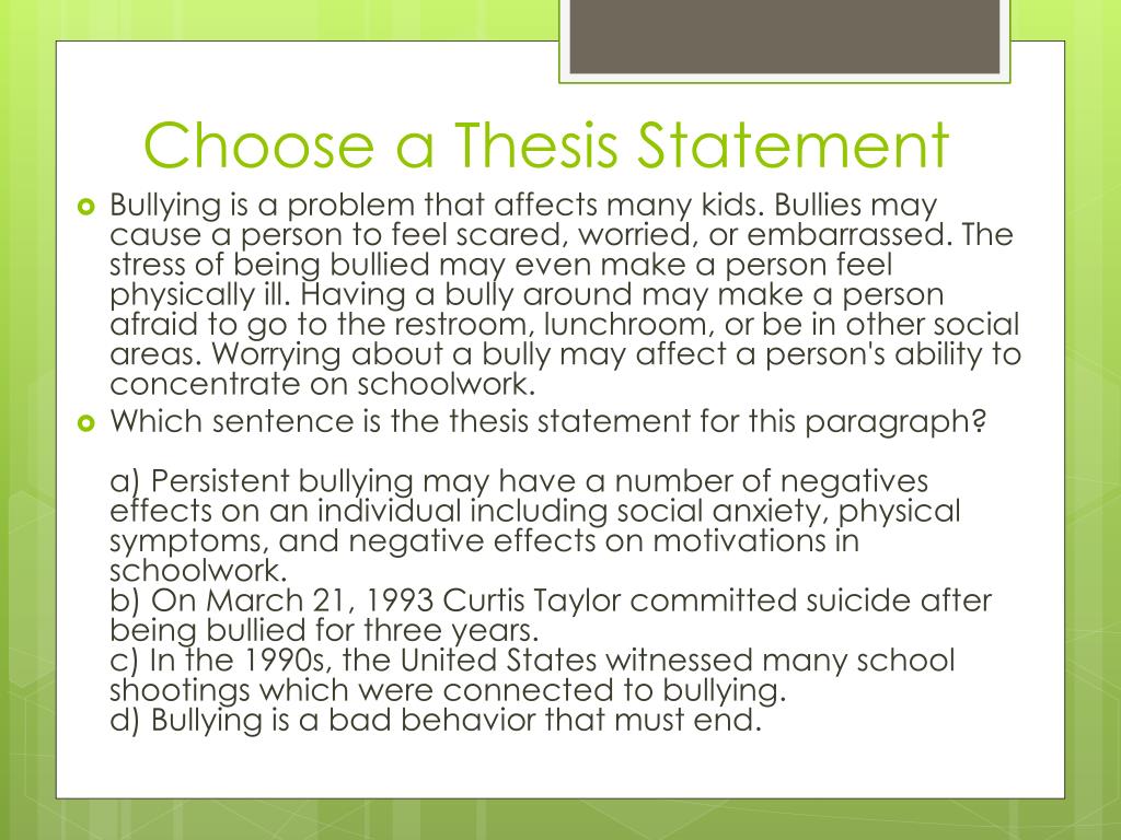 PPT Writing Thesis Statements PowerPoint Presentation, free download ID513611
