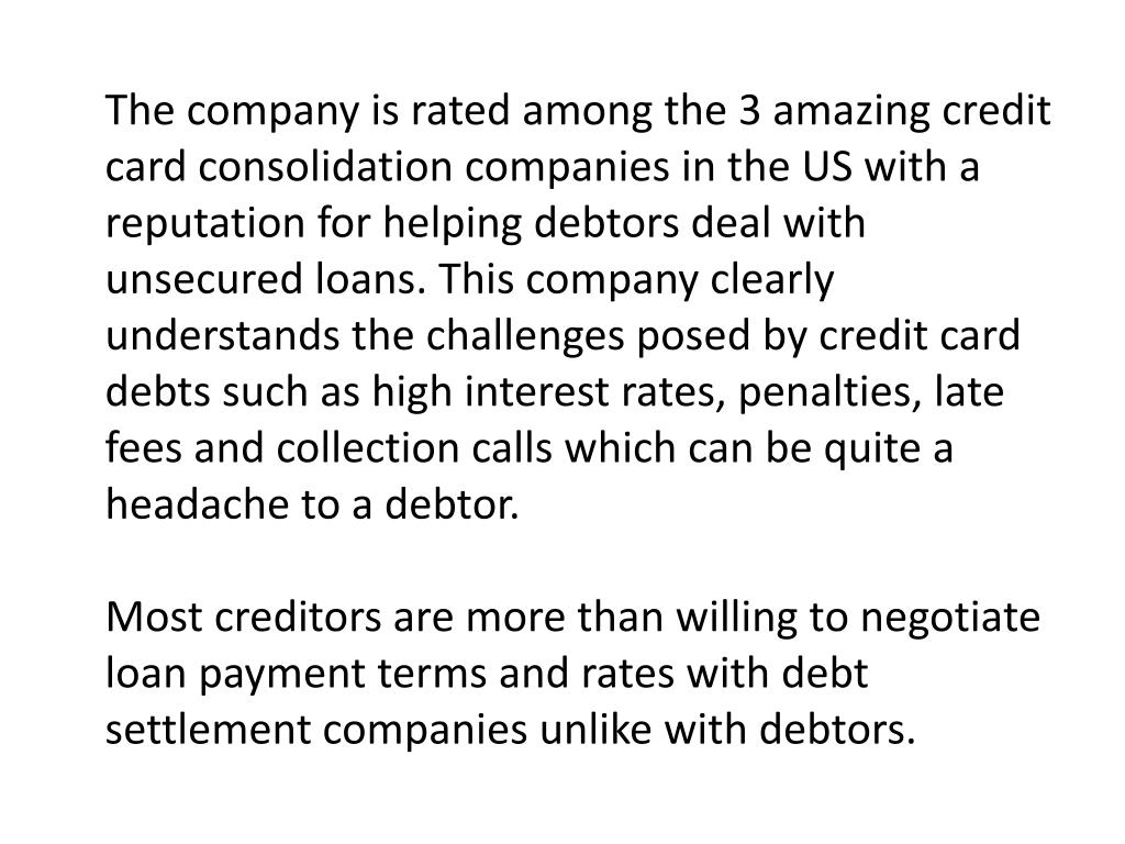PPT 3 Credit Card Debt Consolidation Companies PowerPoint