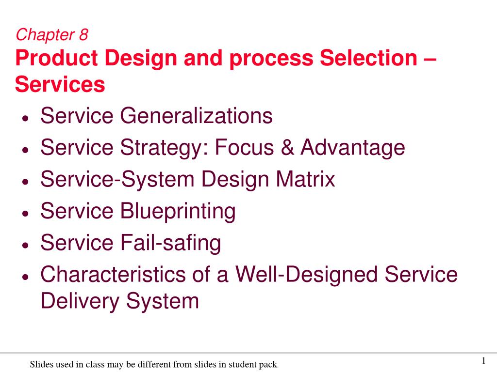 PPT Chapter 8 Product Design and process Selection Services