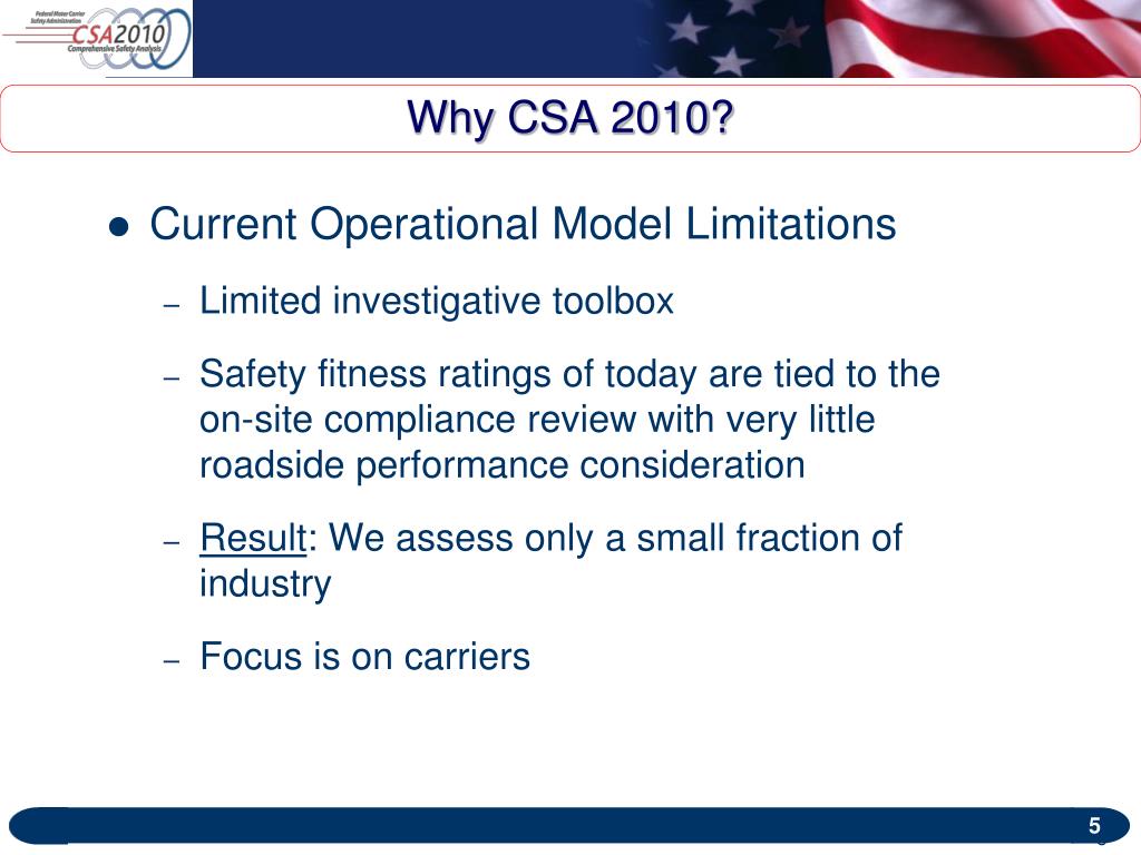 PPT Comprehensive Safety Analysis CSA 2010 PowerPoint Presentation