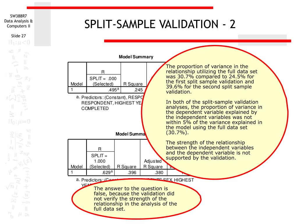 PPT Multiple Regression Split Sample Validation PowerPoint