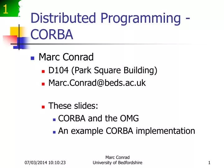 PPT Distributed Programming CORBA PowerPoint Presentation, free