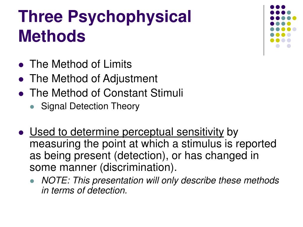 PPT The Method of Constant Stimuli & Signal Detection Theory