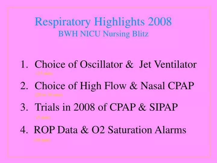 PPT Choice of Oscillator & Jet Ventilator (15 min) Choice of High