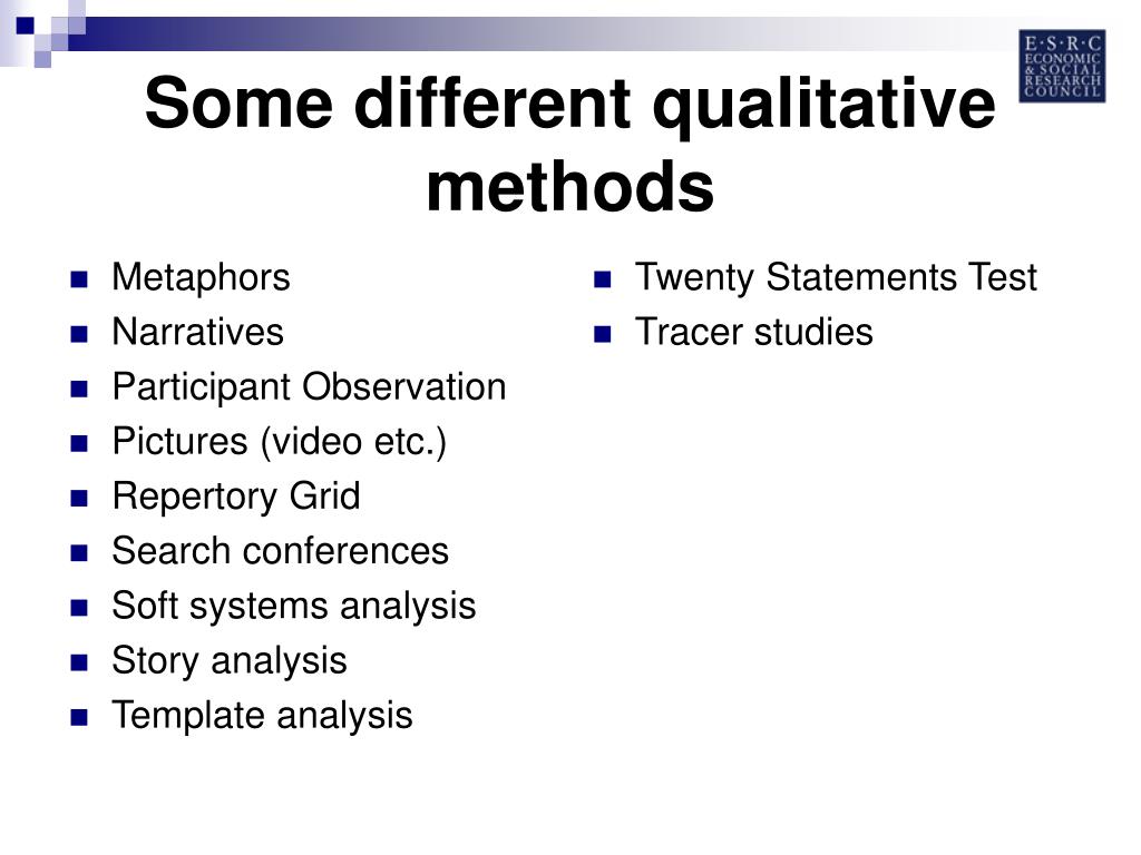 PPT The Range of Qualitative Methods PowerPoint Presentation, free