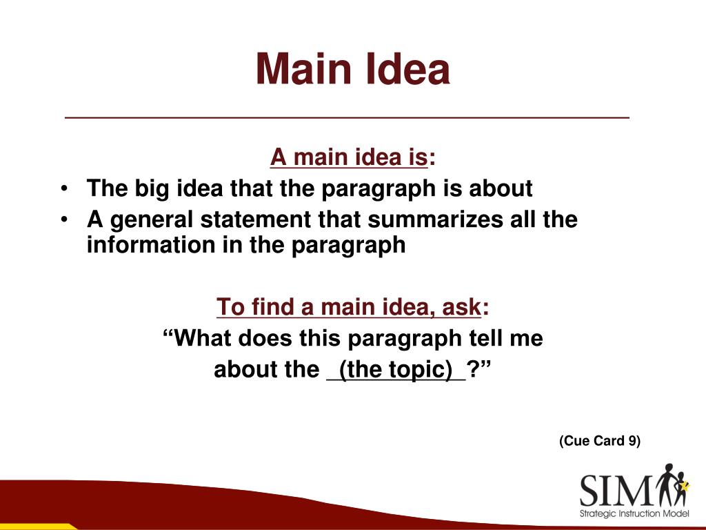 PPT The Fundamentals of Summarizing and Paraphrasing CUE CARDS