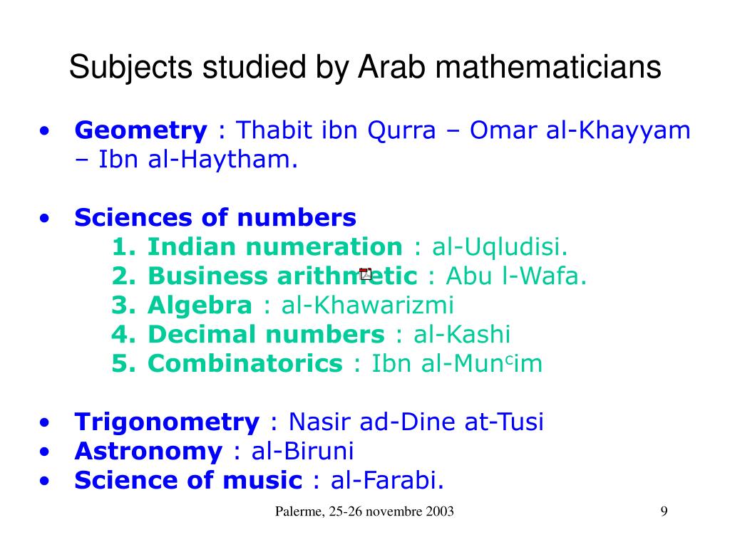 PPT Some elements in the history of Arab mathematics PowerPoint