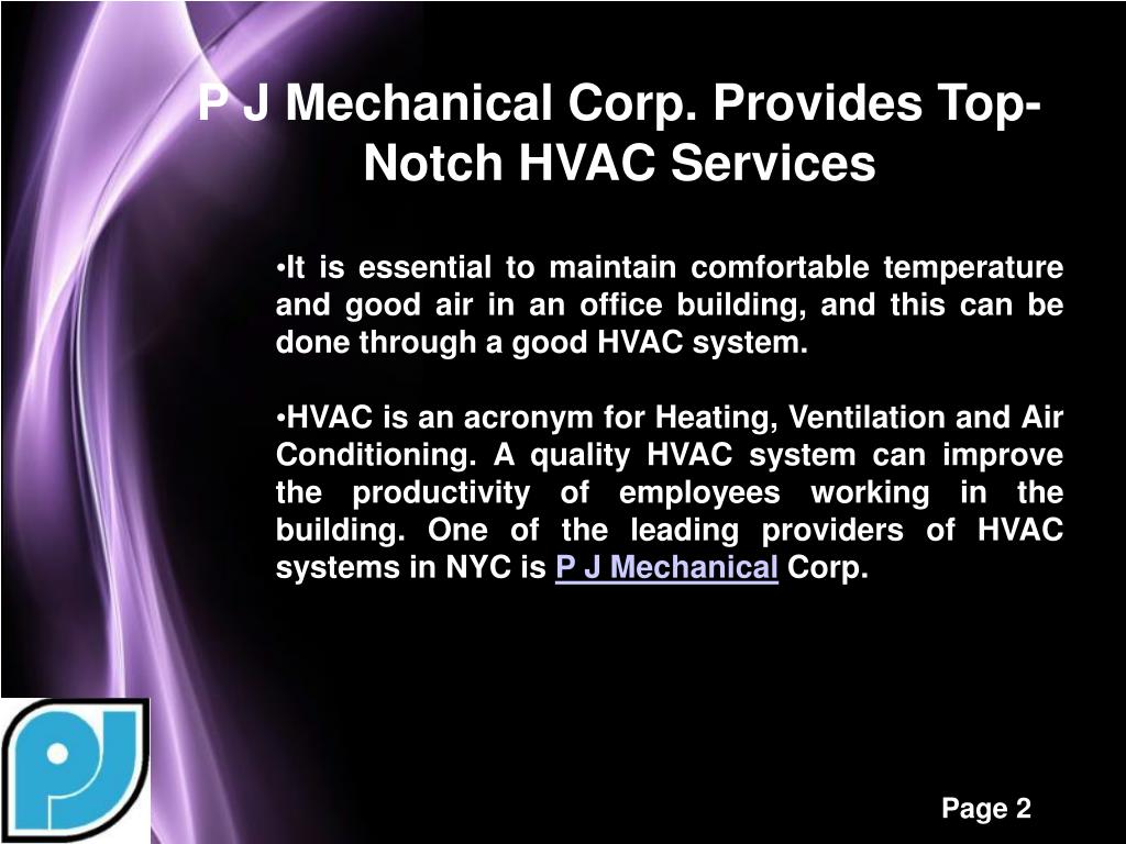 PPT P J Mechanical Corp. Provides TopNotch HVAC Services PowerPoint