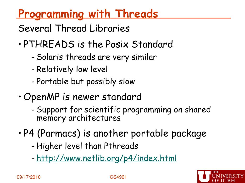 PPT CS4961 Parallel Programming Lecture 8 Introduction to Threads